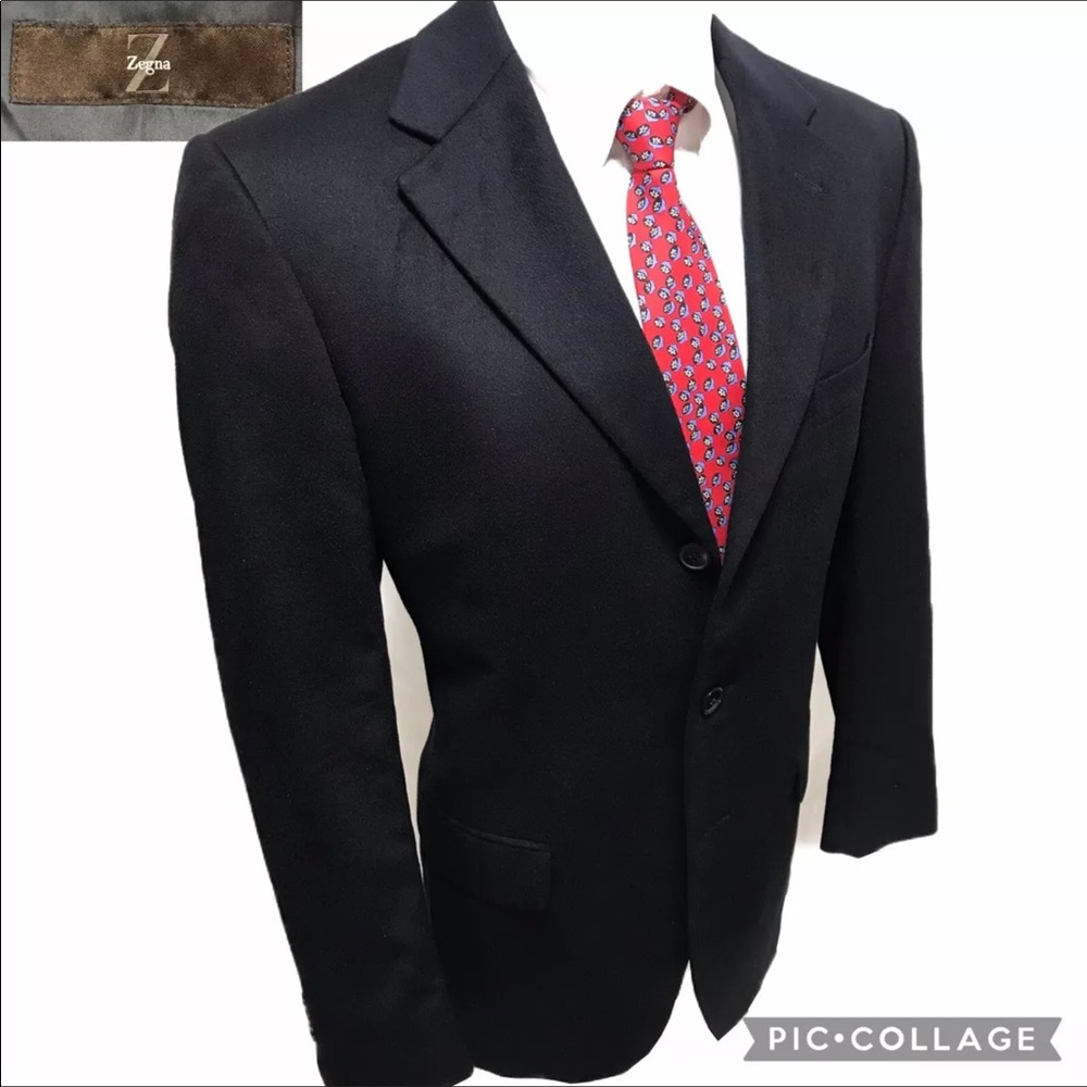 Ermenegildo Zegna Z Black Cashmere Wool Blend Blazer 40R Sport Coat Jacket